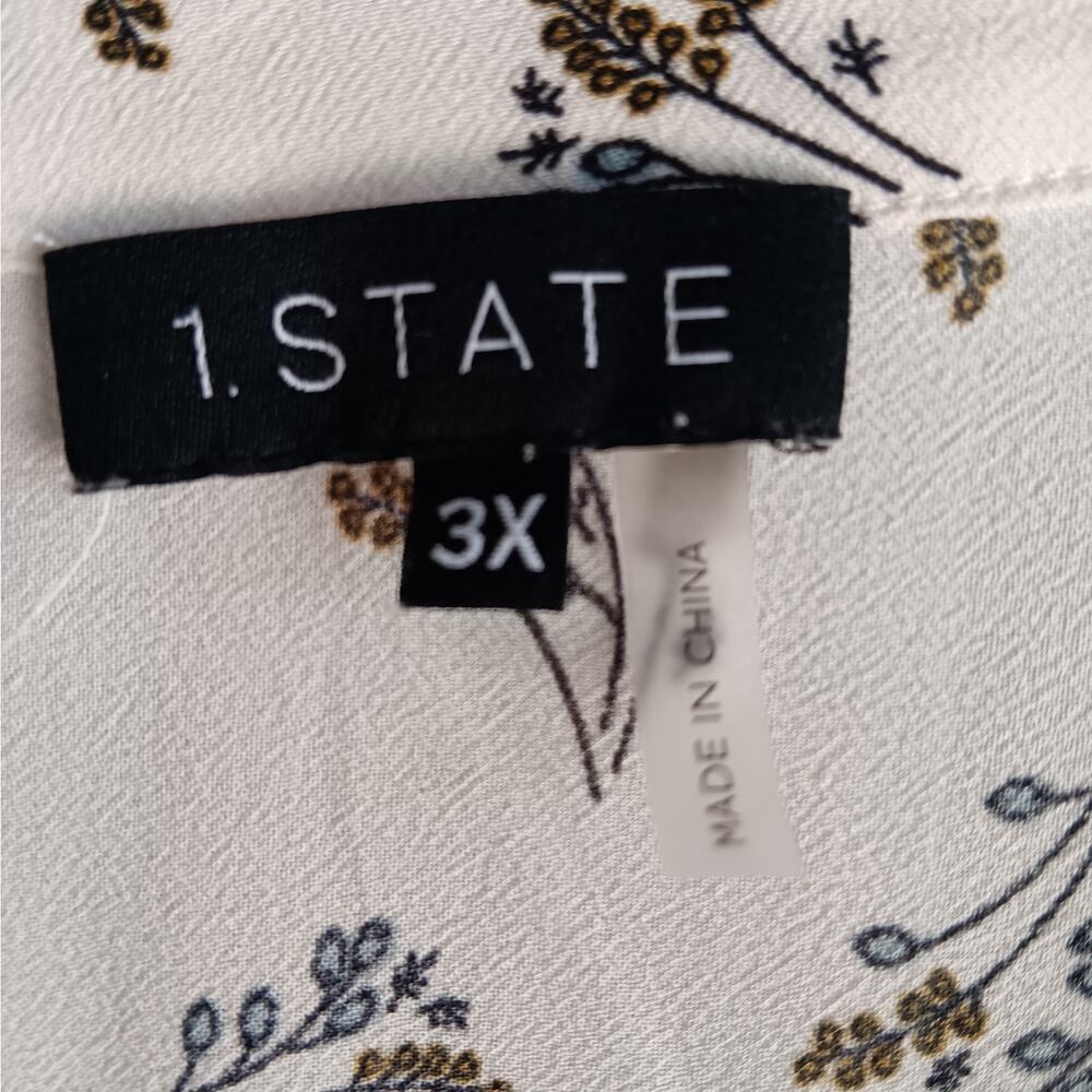 EUC 1State Size 3X Wrap Long Sleeve White With Flowers Blouse Top - Picture 3 of 5